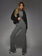 MISSGUIDED High Neck Short Sleeve Striped Fitted Baby T-Shirt & Flared Leggings Co-Ord Set